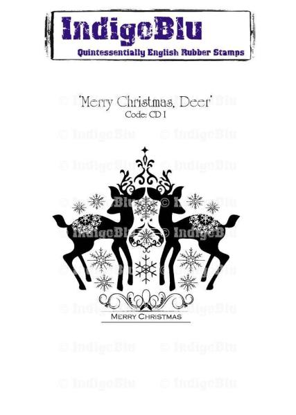IndigoBlu - Merry Christmas Deer Mounted A6 Rubber Stamp