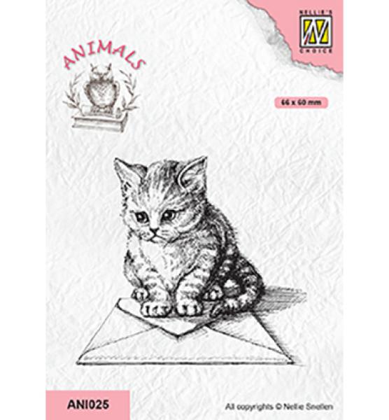 Nellie Snellen Clear Stamp Kitten with Envelope ANI025
