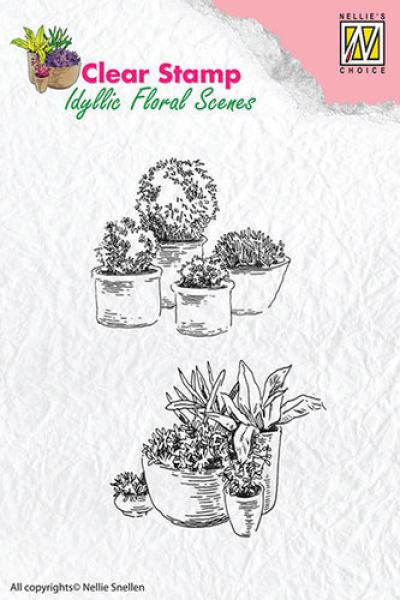 Nellie Snellen Clear Stamp Pots with Flowers IFS003
