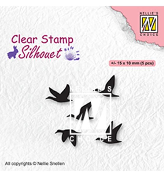 Nellie Snellen Silhouette Clear Stamp Flying Birds