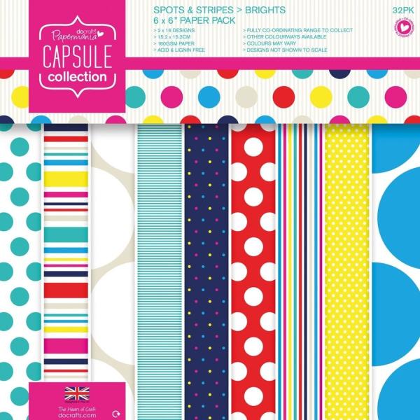 Papermania 6x6 Paper Pad Capsule Spots & Stripes Brights