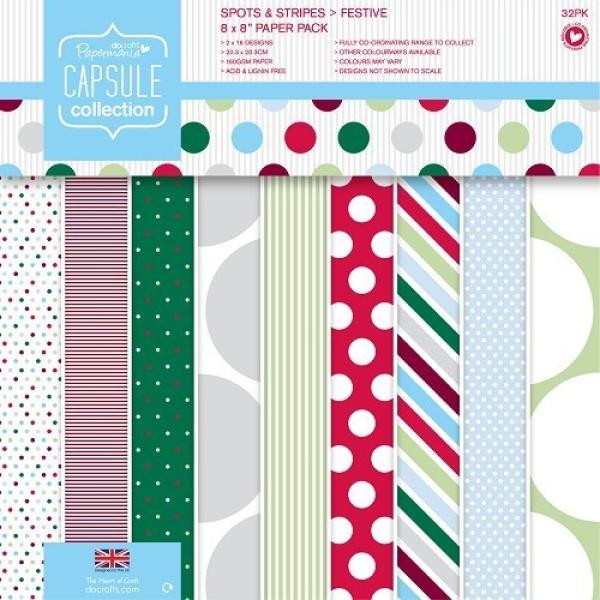 Papermania 8x8 Paper Pad Spot & Stripes Festive