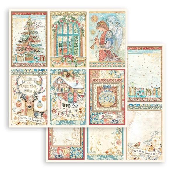 SBB942 Stamperia 12x12 Paper SET Christmas Greetings Cards