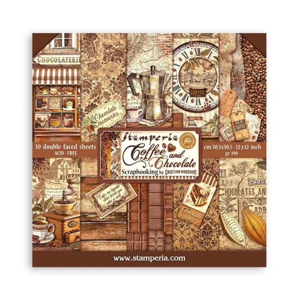 SBBL144 Stamperia 12x12 Paper Pad Coffee and Chocolate