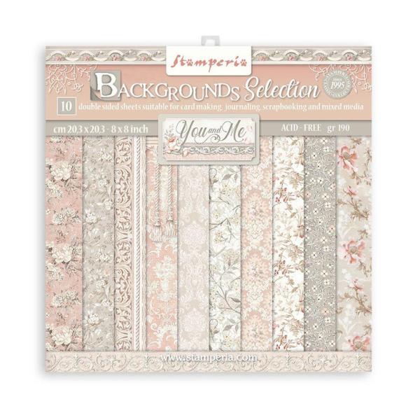 Stamperia 8x8 Paper Pad Backgrounds You and Me SBBS62