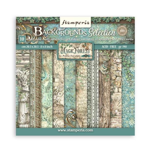 SBBS79 Stamperia 8x8 Paper Pad Background Magic Forest