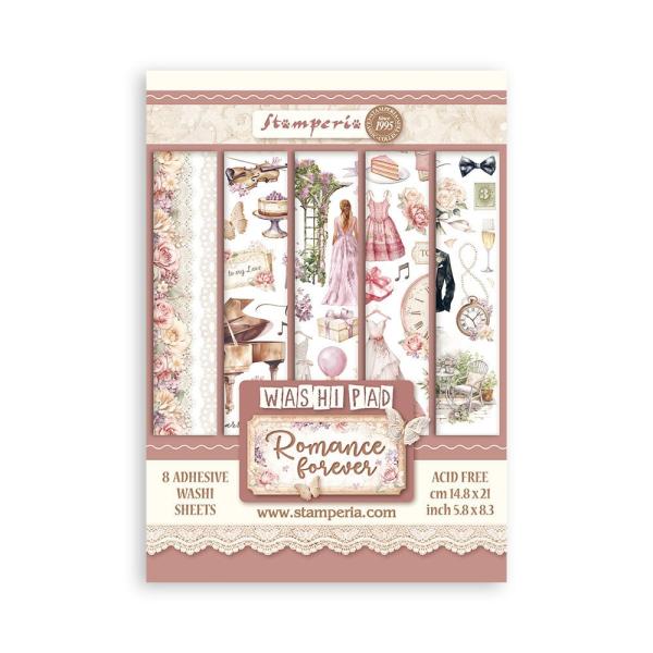 SBW02 Stamperia Romance Forever A5 Washi Pad (8pcs)