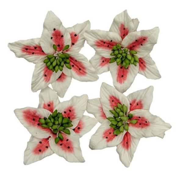 Handmade Mulberry Lily White-Red
