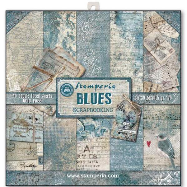 Stamperia 12x12 Paper Pad Blues #SBBL26