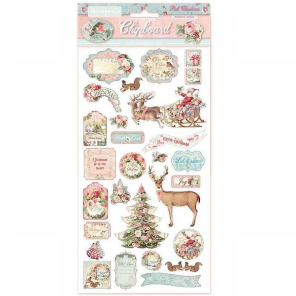 Stamperia Chipboard 15x30cm Pink Christmas