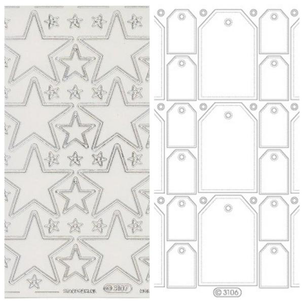 Starform Stikers Set  XL Transparent Stars/Tags Silver