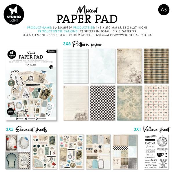 Studio Light Essentials A5 Mixed Paper Pad Tea Party #29