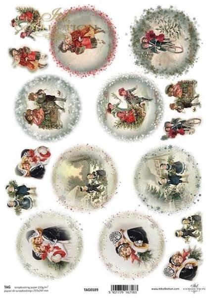 TAG0189 ITD Collection A4 Scrapbooking Paper Vintage Christmas