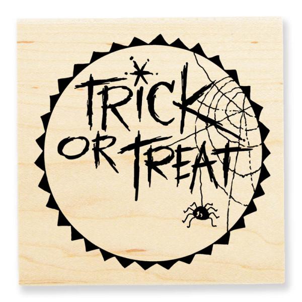 Stampendous Wood Stamp Halloween Trick or Treat Topper W044