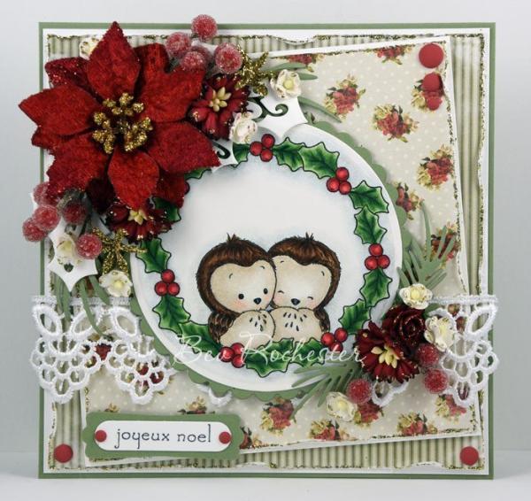 Whimsy Stamps Owls on Wreath