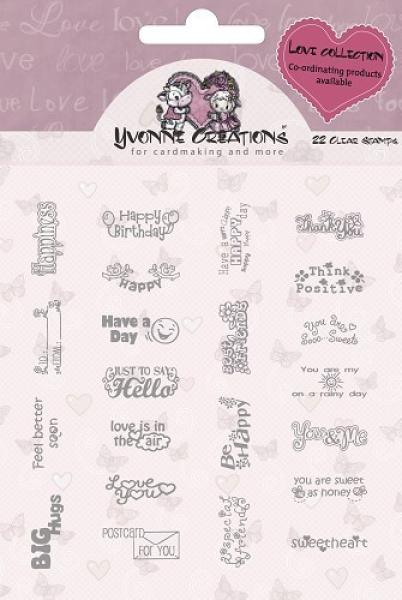 Yvonne Creations Clear Stamp Love Collection Englische Texte