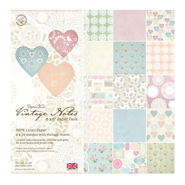 Papermania - 6" X 6" Linen Paper Pack - Vintage Notes