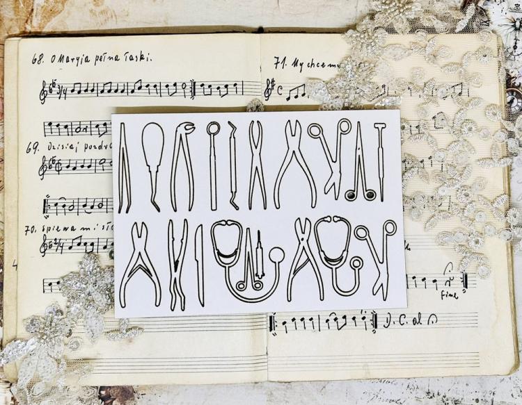#52 Alchemy of Art Chipboard Behind Closed Doors Medical Tools