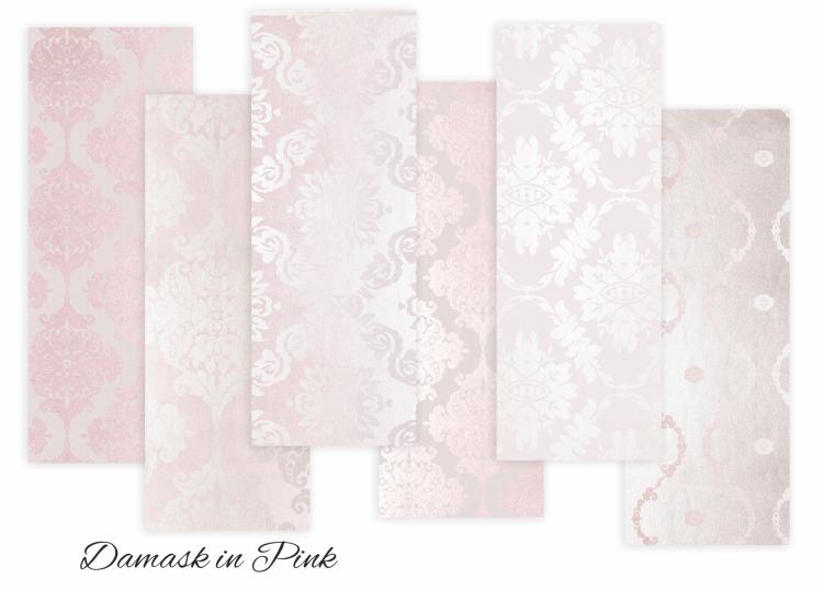 #D1 Decorer Slim Paper Pad Damask in Pink