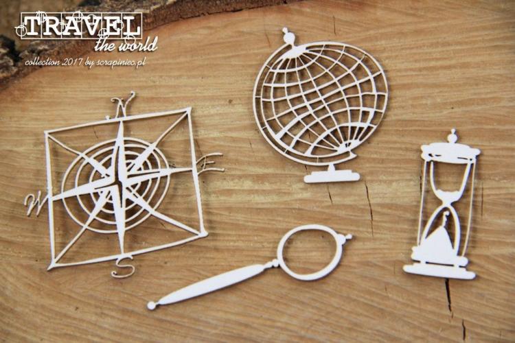 Scrapiniec Chipboard Travel the World Elements