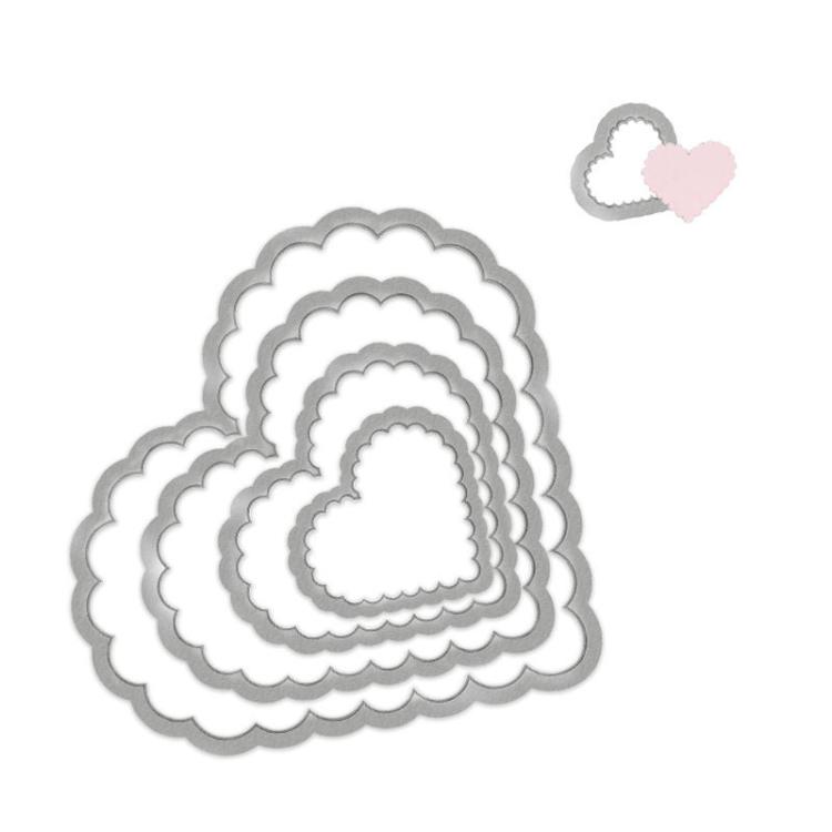 Sizzix Framelits Die Set 5PK Scallop Hearts