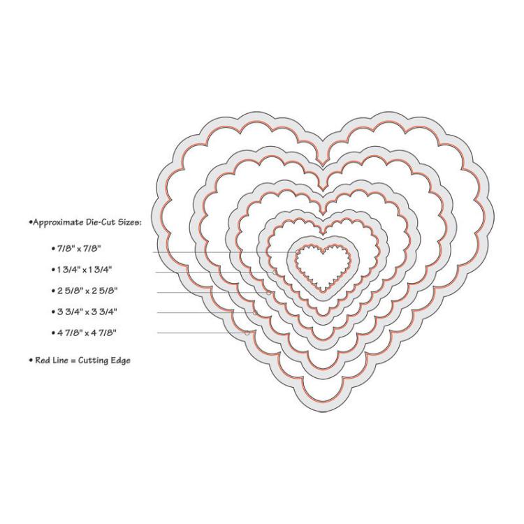 Sizzix Framelits Die Set 5PK Scallop Hearts