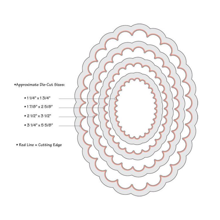 Sizzix - Framelits Die Set 4PK Ovals Scallop