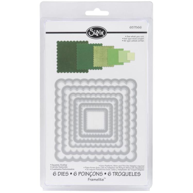 Sizzix Framelits Die Set 6PK Squares Scallop