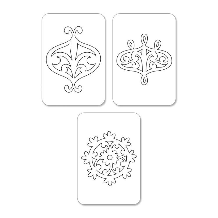 Sizzix Sizzlits Die Set 3 Stk - Decorative Accent & Flower Wreath Set