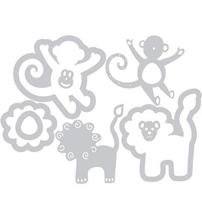 SALE Sizzix Thinlits Die Set 8PK Lion & Monkey #658973