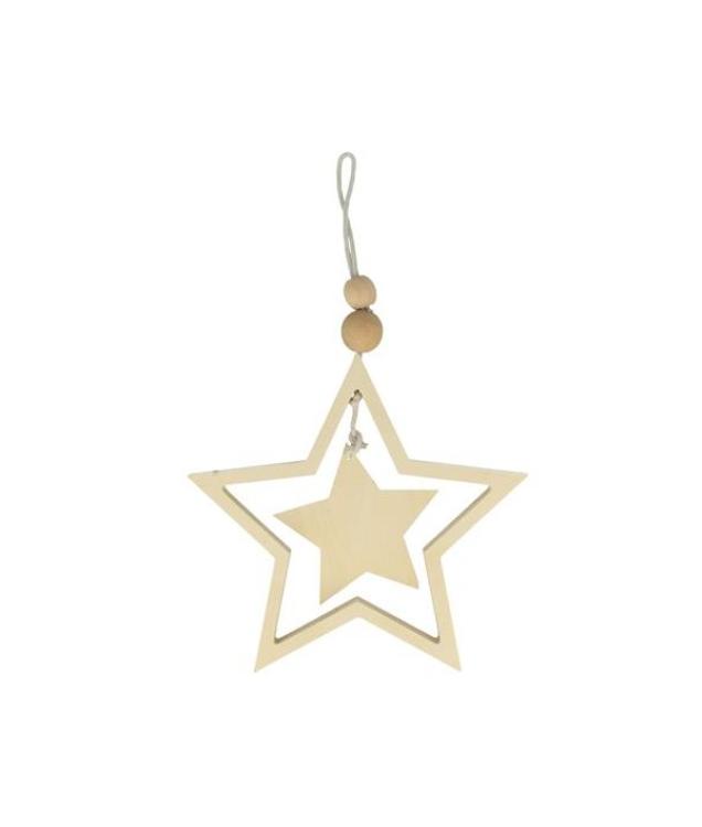 Artemio Double Star Wood Pendant - Holzstern