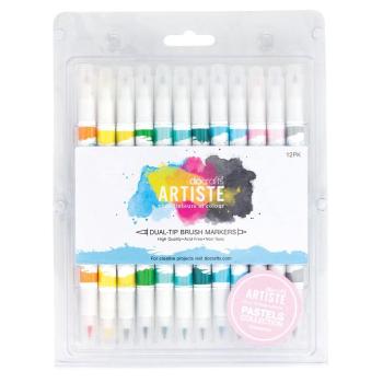 Artiste Permanent Dual Tip Brush Markers (12pk) Pastel #DOA 851102