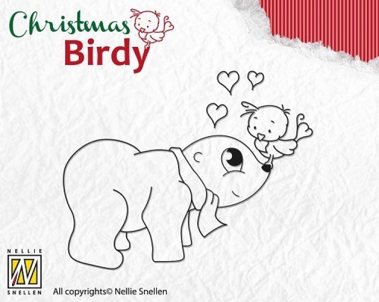 Nellie Snellen Christmas Birdy - I love you Clear Stempel