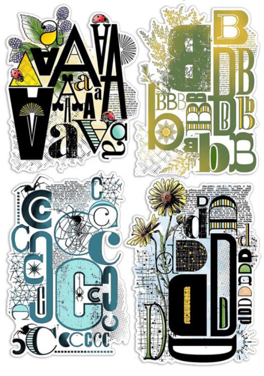 CB Bad Girls Stamp Design ABCD Letters PSB8001