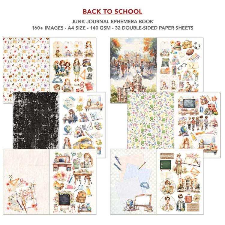 CBB012 Ciao Bella Back To School A4 Junk Journal Ephemera Book