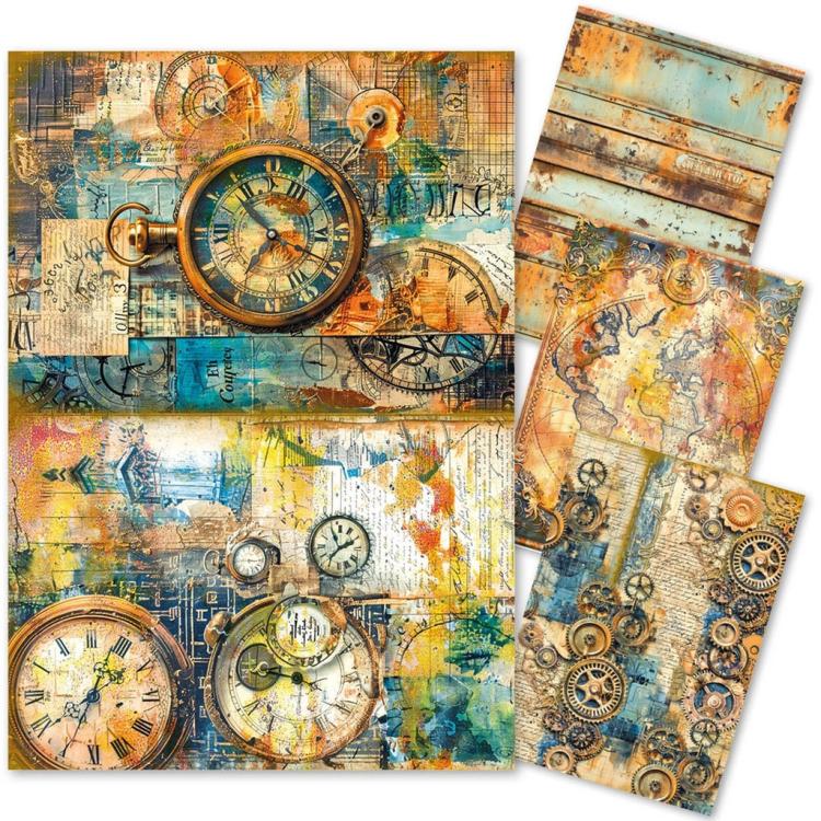 CBMF004 Ciao Bella Past Time A4 Rice Paper Art Set