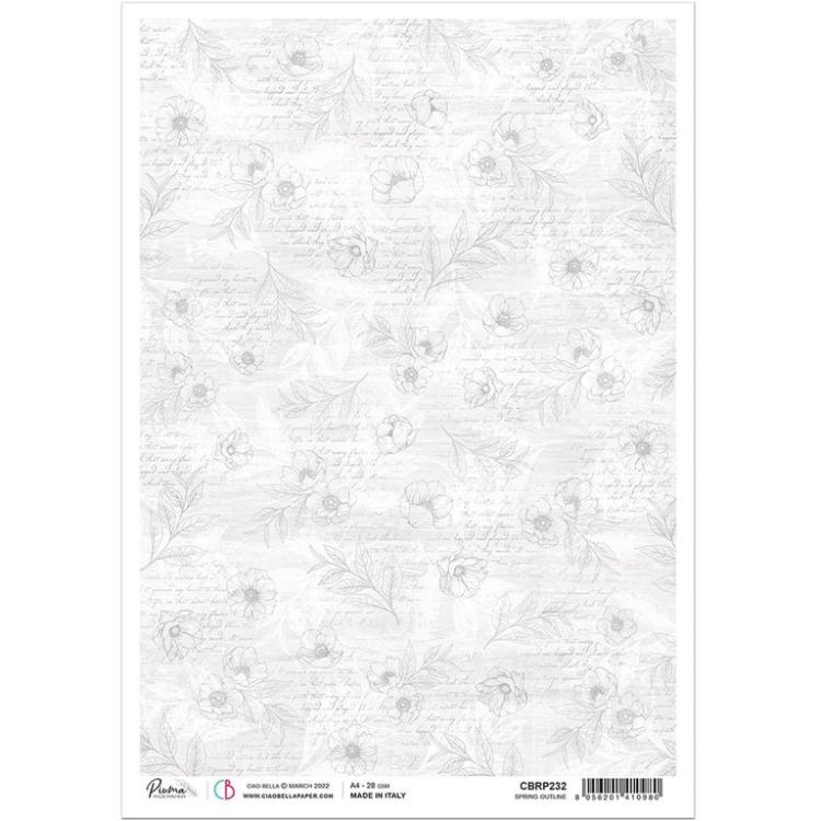 Ciao Bella A4 Rice Paper Spring Outline #232
