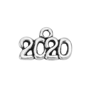 SALE Charms Number Antique Silver "2020" 10stk