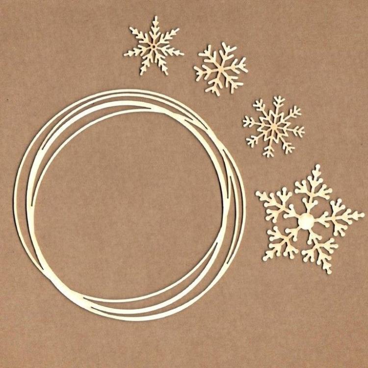 Chipboard Swirl Frame with Snowflakes #2273