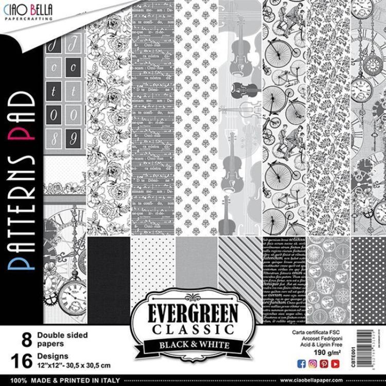 Ciao Bella 12x12 Evergreen Classic Black White #CBTE001