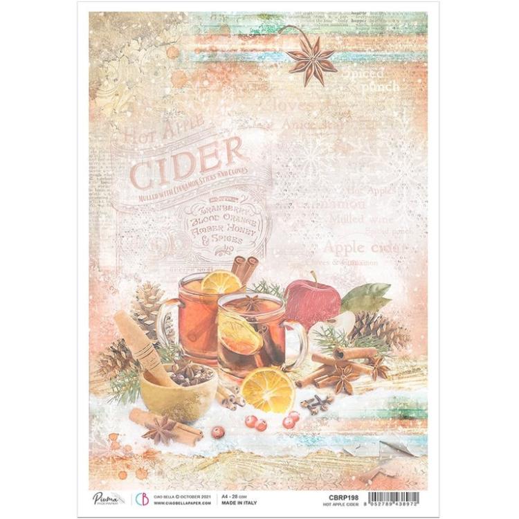 Ciao Bella A4 Rice Paper Hot Apple Cider #CBRP198