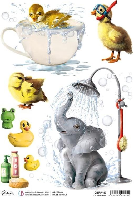 Ciao Bella A4 Rice Paper Its Bath Time #CBRP147