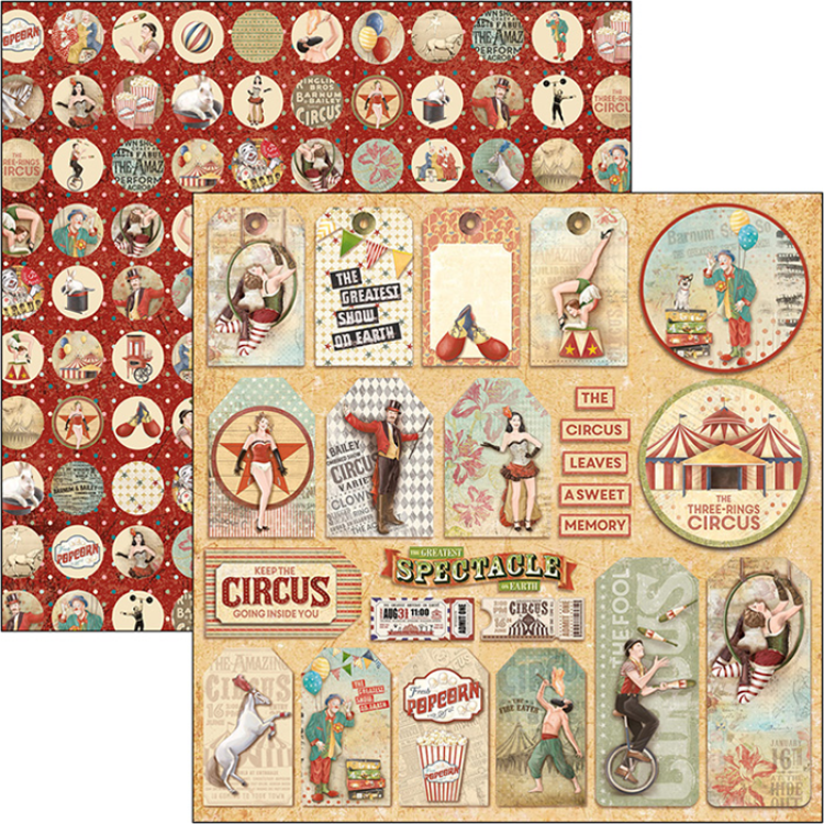 SALE Ciao Bella Paper Sheet Circus Tags #CBSS089 SET