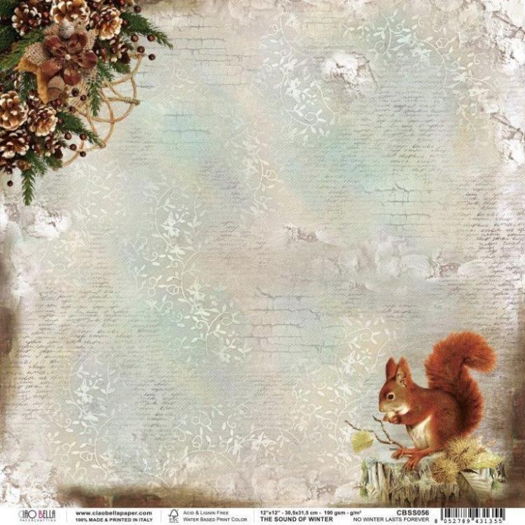 Ciao Bella Scrapbooking Paper Sheet No Winter Lasts Forever #CBSS056