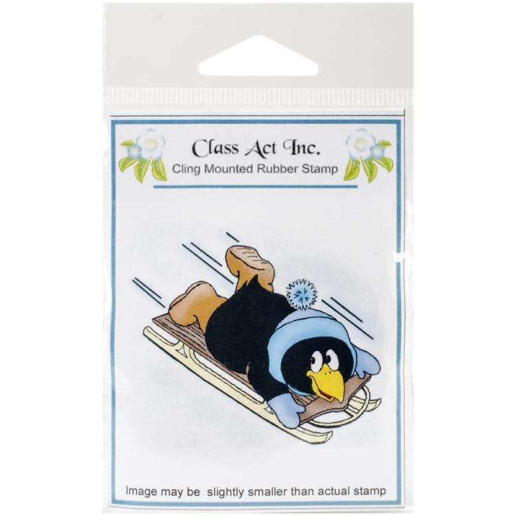 Class Act Inc. Cling Stamp Toboggan Penguin