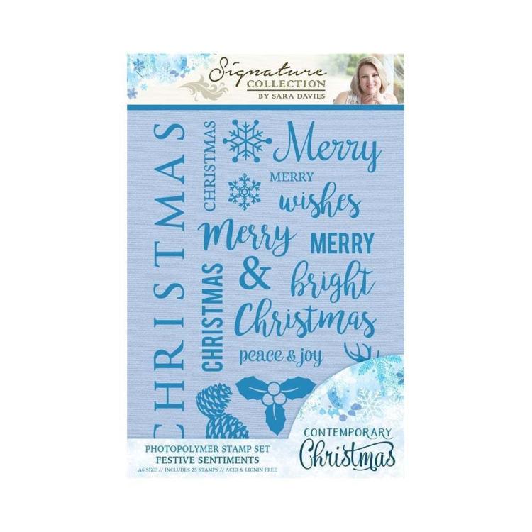 Contemporary Christmas Clear Stamps Set Festive Sentiments