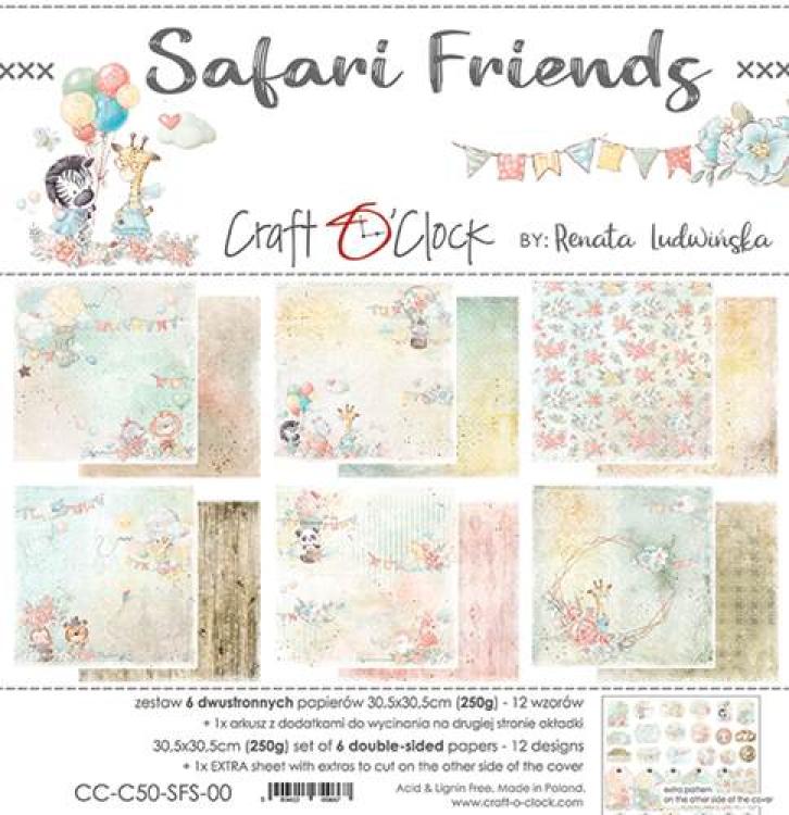 Craft O Clock 12x12 Paper Pad Safari Friends