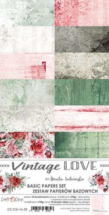 Craft O Clock 12x6 Basic Paper Set Vintage Love