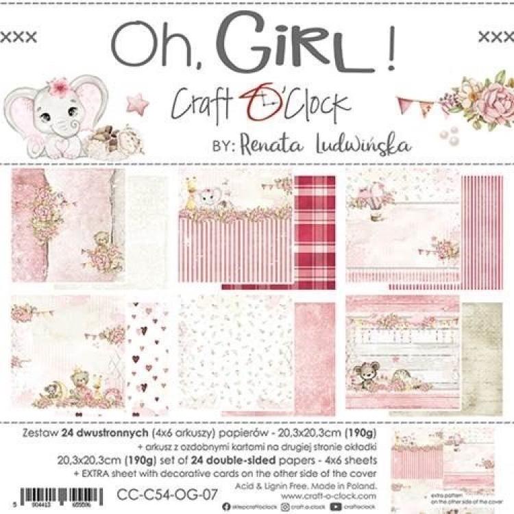 Craft O Clock 8x8 Paper Pad Oh Girl