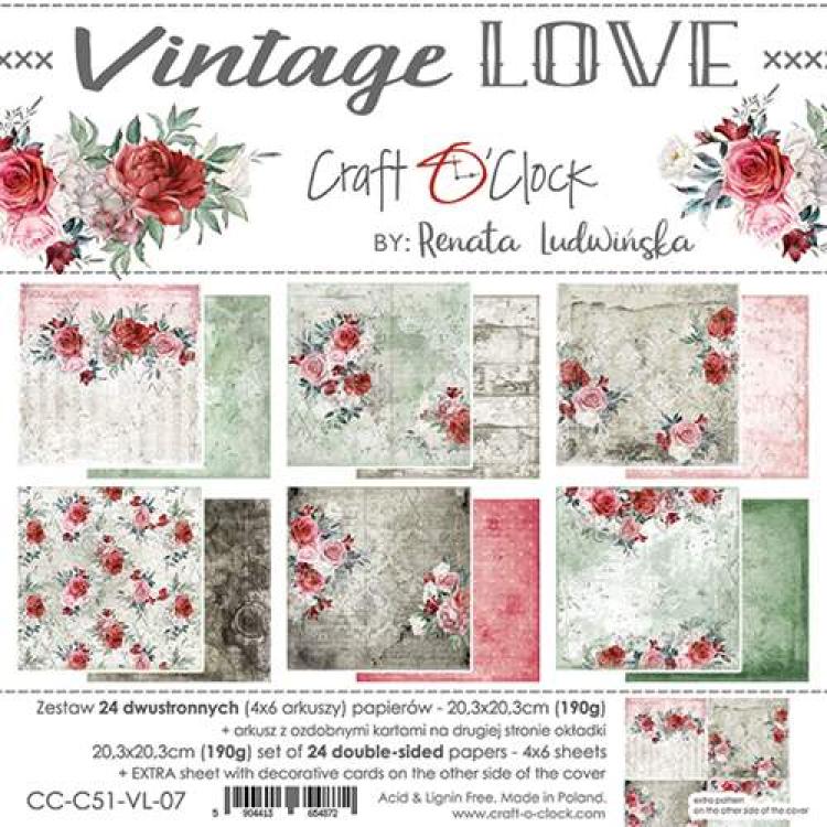 Craft O Clock 8x8 Paper Pad Vintage Love